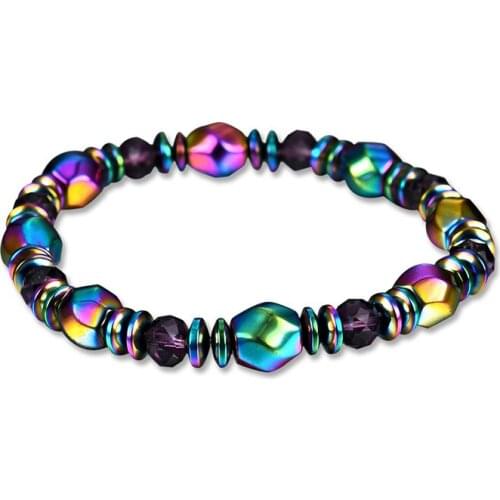 New magnet hand-woven bracelet fitness bracelet colorful black gallstone bracelet for women men