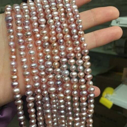 Freshwater Pearl necklace Oval shape with Size 5.5-6mm perfect luster for Jewelry DIY loose pearl strands