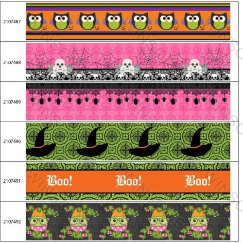 Printed Grosgrain Boo Character Halloween Ribbons All Saints' Day Tape 5Yards for Party Decoration Wrap DIY Crafts Packing Belt