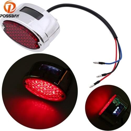POSSBAY Universal Red Motorcycle Taillight 12V LED Fog Moto Motorbike Turn Signal Brake Stop Running Rear Reversing Lamp
