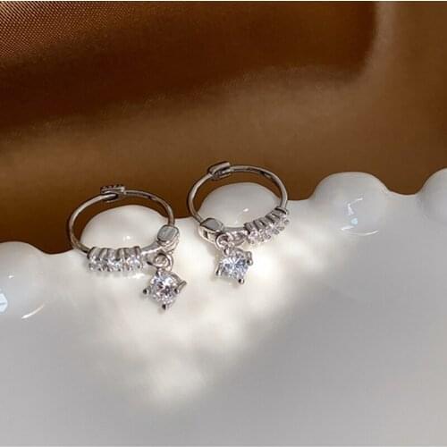 Luckydays Korean Simple Small Exquisite Single Row Zircon Earrings For Girls Women Birthday Stud Earrings Gifts