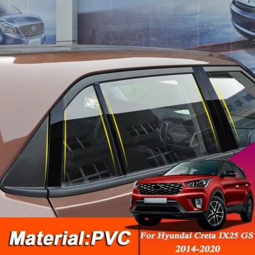 PVC Stickers For Hyundai IX25 Creta GS 2014-2020 Car Styling Car Window Trim Sticker Middle Column Stickers External Accessories