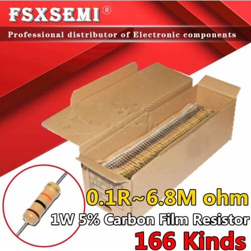 20pcs 1W 5% Carbon Film Resistor 0.1R ~ 1M 1R 2.2R 10R 22R 47R 51R 100R 150R 470R 1K 4.7K 10K 47K 1 2.2 10 22 47 51 100 150 470