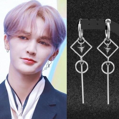 New Unisex Punk Earrings Stainless Steel Geometric Single Spike Boys Stud Earring Rock Hip Hop Guys Jewelry Grunge Punk Ear Clip