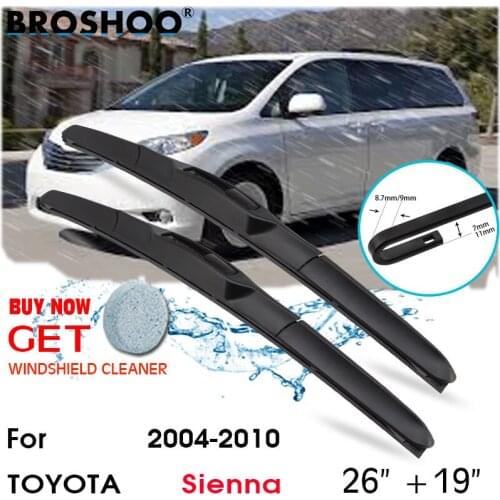 Car Wiper Blade Front Window Windscreen Windshield Wiper Fit J hook Blades Accessories For TOYOTA Sienna 26"+19" 2004-2010