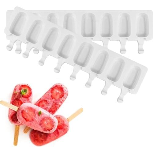 8 Cell Silicone Ice Cream Molds Popsicle Mould Food Safe Ice Lolly Mould Diy Homemade Dessert Ice Cream Tools Home Kitchen