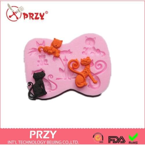 Cute cat shaped silicon fondant Cake decoration mold fondant mold chocolate mold wholesale