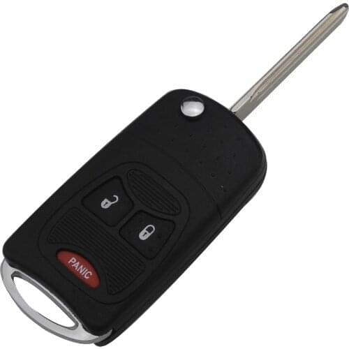 Bilchave 3 Buttons Flip Folding Key Shell For Chrysler Jeep Dodge Ram 1500 Caliber Nitro Ram 2500 Ram 3500 Key Case Replacement