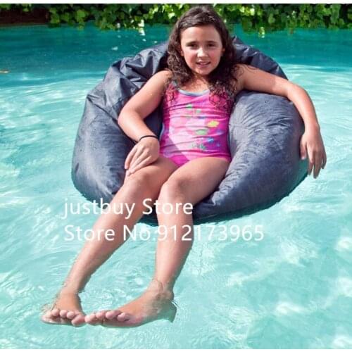 Folding swimming beanbag sofa expandable 3D solid color polyester triangle Large adult leisure bean bag with pillow