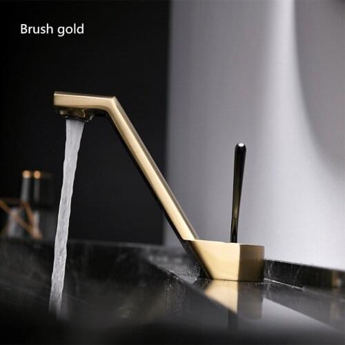 Bathroom Lavatory Faucet Hot and Cold Crane Brass Brush Gold Single Handle Water Mixer Tap New