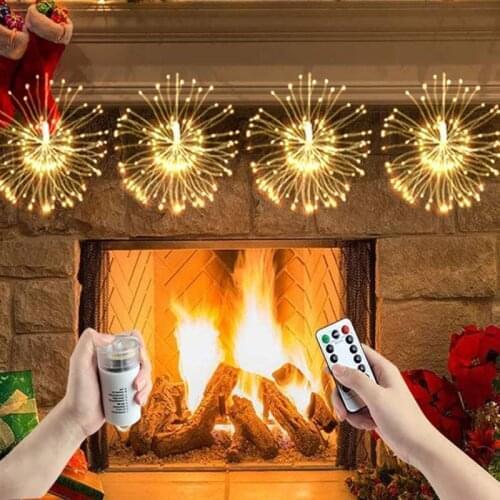 198 LED Firework String Fairy Lights Outdoor Waterproof Remote Battery Box Window Party Street Garland Tree String Light