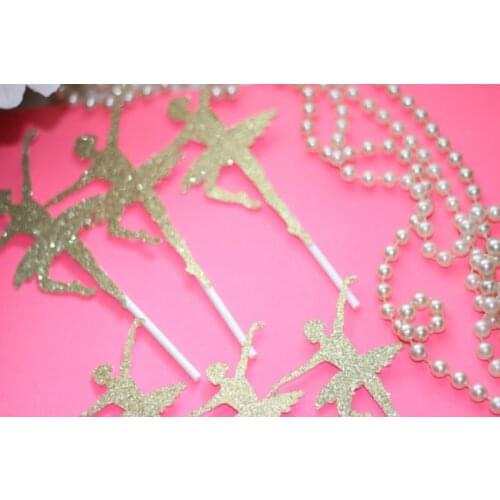 Gold glitter Ballerina Cupcake Toppers birthday Wedding Bridal baby Shower Engagement Party Bachelorette food picks