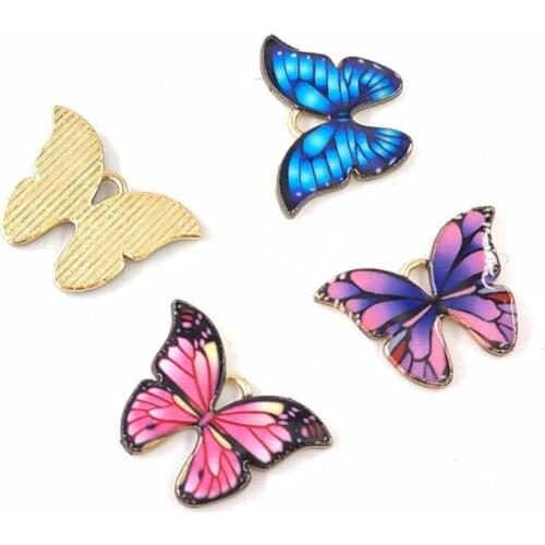 10pcs Alloy Animal charms necklace Enamel Gold Butterfly Pendant Charm Women DIY Jewelry Making Bracelet Crafts Necklace 22*16mm