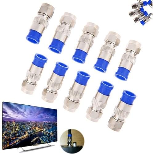 10Pcs RG6 RG59 F Compression Connectors Coaxial Coax Cable Fitting Tools O-Ring