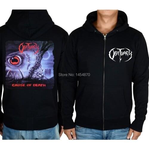 11 style Zipper Pullover Cause Of Death Obituary Rock sudadera Black Hoodies Shell jacket punk hardrock sweatshirt fleece