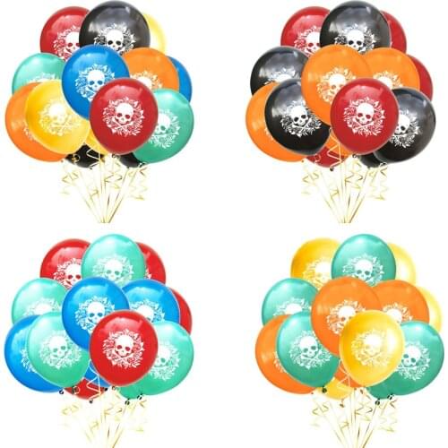 15pcs12inch skull latex balloons Halloween pirate air globos pirates theme birthday party decoration supplies kids toys Colorful