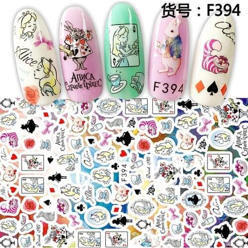 5 sheets Ultra thin adhesive nail art decoration stickers acrylic manicure decals nails accessoires cartoon style F394-F398