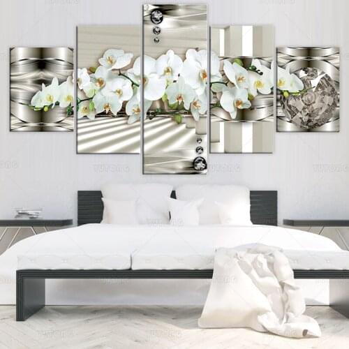 5Pcs Abstract Flowers Pictures Canvas Painting Art Wall Poster For Living Room Modern print Home Decoration framed Dropshipping