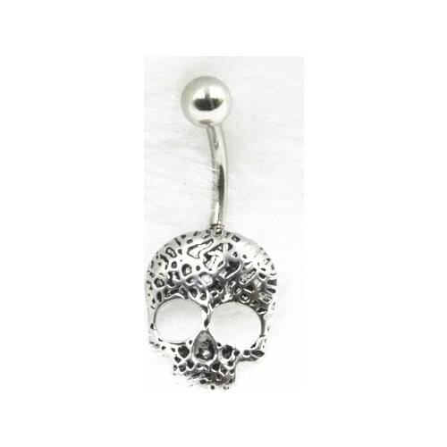 50PCS 14g All Stainless Steel Skull Head Navel Belly Button Navel Piercing Jewelry New