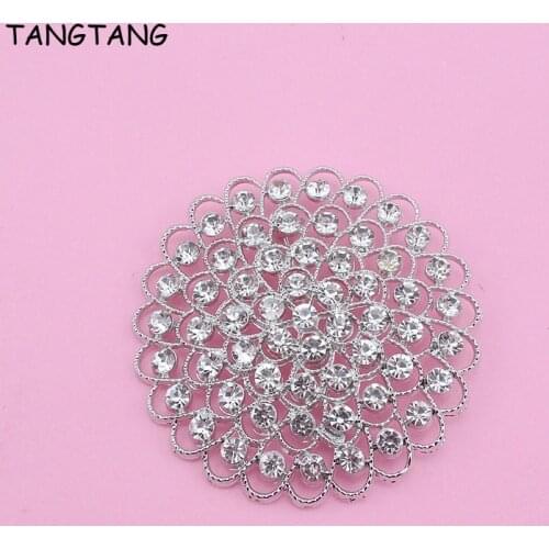 TANGTANG Large Round Brooch For Women Rhodium Plating Florentina Brooch Pin Wedding Ornament Jewelry Scarf Clip Pins Accessories