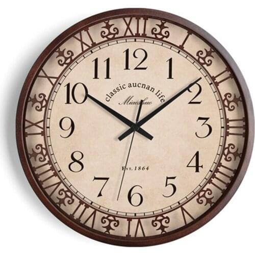 Large Wood Wall Clock Modern Retro Luxury American Living Room Led Wall Watch Creative Wall Clock Modern Design Farmhouse Decor