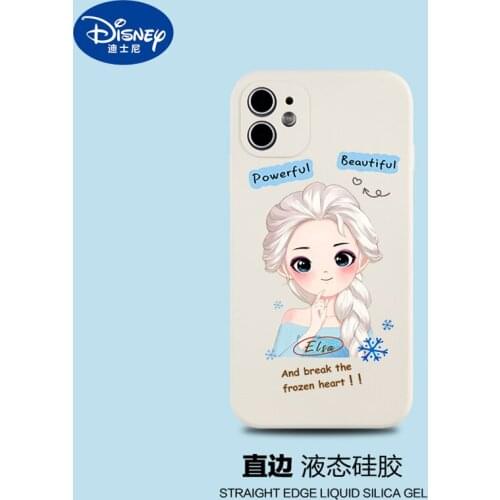 Disney Frozen Covers for 11 X XS 12mini 8 SE2 XSmax 6Splus 7plus 8plus Cartoons Straight Edge Liquid Silicone Mobile Phone Case