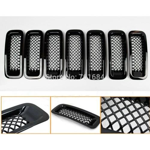 Black Mesh Grille Grid Guard Inserts Trim Cover For Jeep Patriot 2011 2012 2013 2014 2015 2016