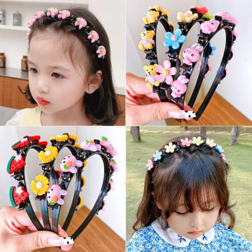 2021 Summer Baby Girls Cute Acrylic Cartoon Flower Fruit Hairbands Children Lovely Hair Hoop Headbands Kids Hair Accessories