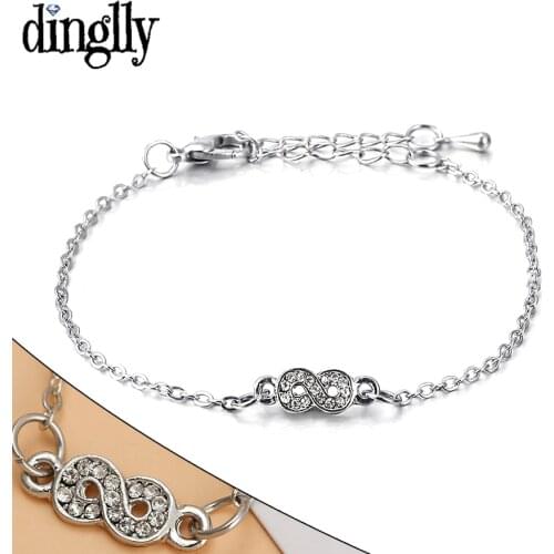 Dinglly Fashion Bohemia Infinite Loop Bracelets & Bangles For Women Original Silver Color Simple Lobster clasp Bracelet Jewelry