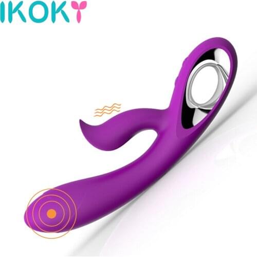 IKOKY Dual Vibrator G-spot Massage Sex Toys for Women Adult Product USB Rechargeable Silicone Multispeed Strong Vibration