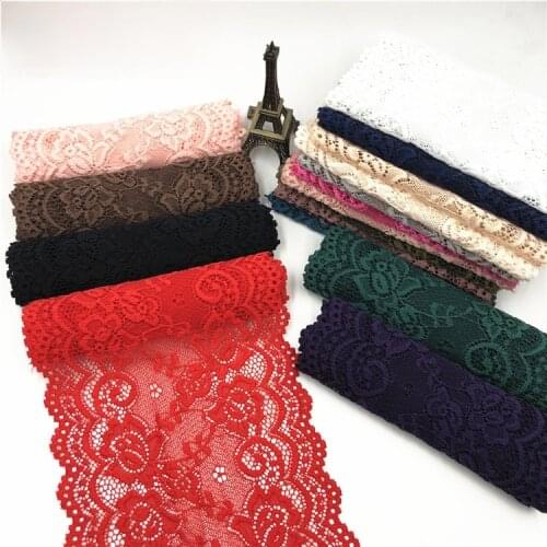 1Meter Elastic Hollow Out Floral Embroidered Lace Tape 15cm Wide DIY Apparel Sewing Fabric Home Textile Curtain Decor Ribbon
