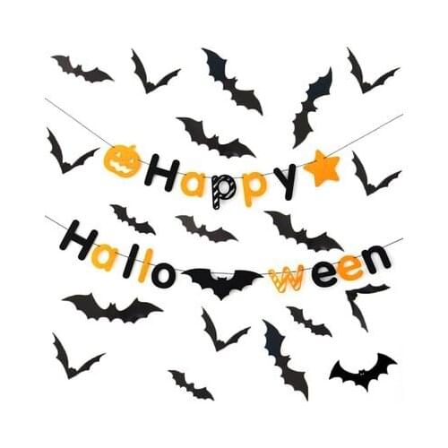 Halloween Decoration 12pcs 3D Black PVC Bat DIY Decor Wall Sticker Halloween Party Bar Decals Scary Halloween Party Decoration