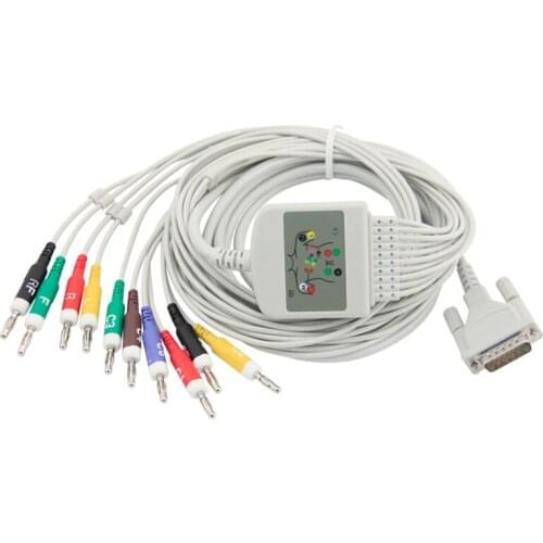 2pcs/lot 10Lead ECG cable Banana 4.0 IEC No Resistance for Schiller