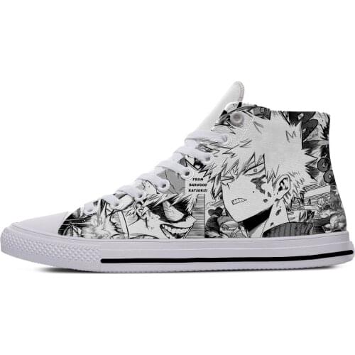 Anime Boku No My Hero Academia Bakugou Katsuki Casual Cloth Shoes High Top Lightweight Breathable 3D Print Men Women Sneaker