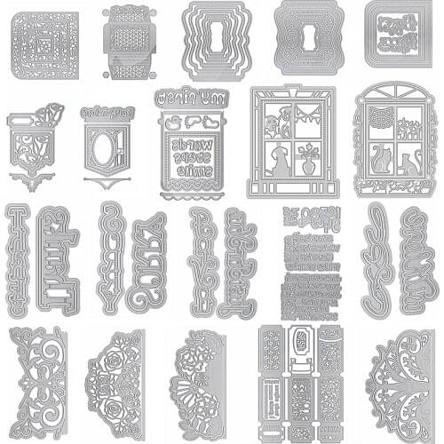 Square Frame Lace Flower Dog Cat Letter Alphabet Hollowed Number Layered Metal Cutting Dies Decorate Cards DIY Handcraft New Hot