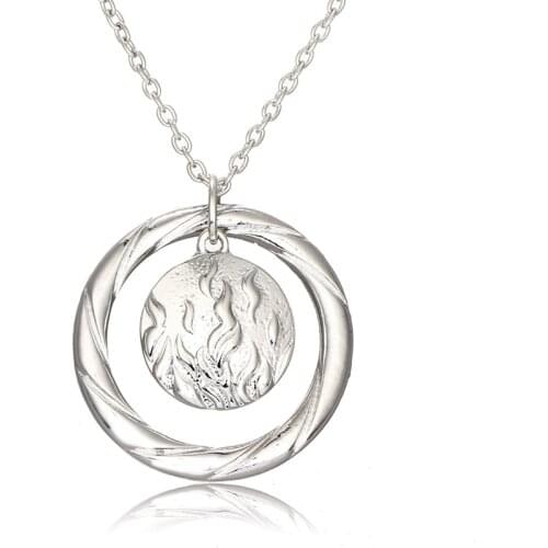 Fashion Creative Flame Burning Texture Necklace For Women Europe and America Style Silver Color Pendant Jewelry Accessories