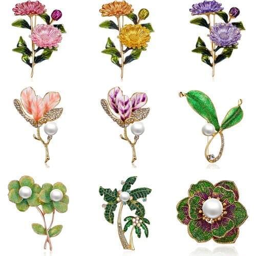 RINHOO Pink Daisy Bouquet Enamel Brooches Metal Flowers Weddings Banquet Brooch Pins For Women And Men