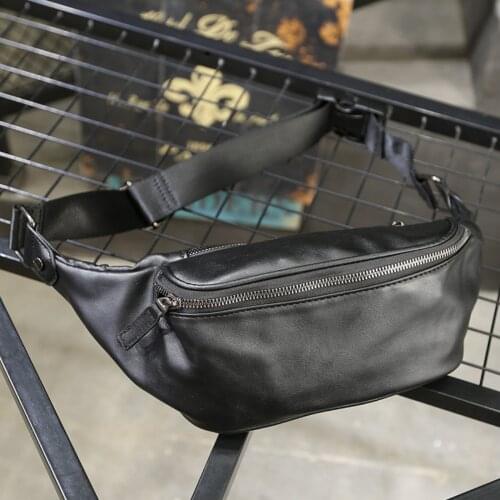 Leather Men Waist Bag New Casual Small Fanny Pack Male Waist Pack For Cell Phone Travel Chest Bag