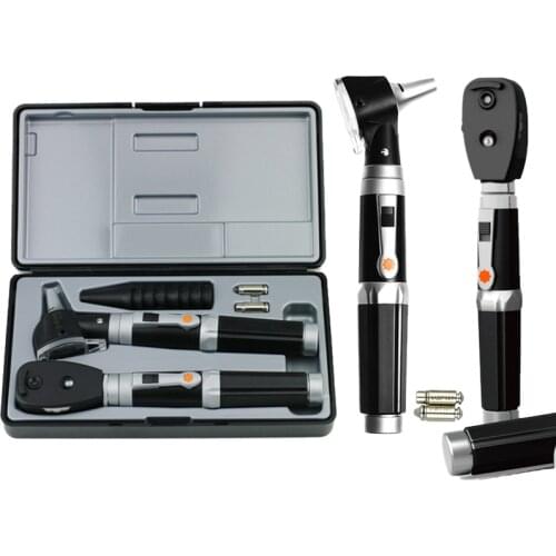 2 in 1 Professional Diagnostic Ear Eye Care LED Fiber Otoscope Ophthalmoscope Tool Sets