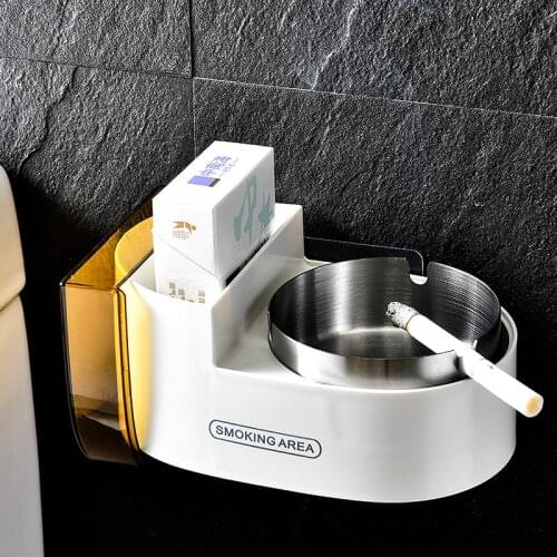 Bathroom Cigarette Storage Rack Wall Hanging Stainless Steel Ashtray Ash Tray Toilet Storage Cigarette Lighter Holder Box