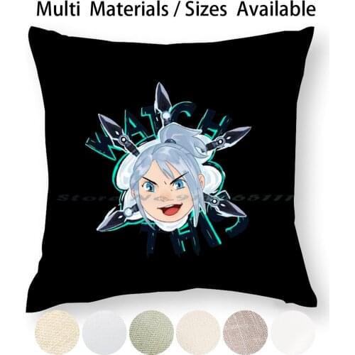 Valorant Game Pillow Case Throw Pillow Cover Cotton Linen Flax Raze Killjoy Sova Omen Riot Games Valorant Game Cypher Brimstone