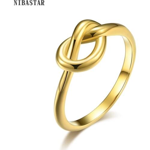NIBASTAR Minimalist Knot Rings For Women Girls Stainless Steel Knot Charm Ring Simple Fashion Finger Jewelry