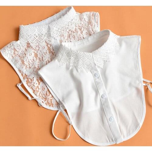 New fake collar lady eyelash fairy wild lace water soluble sweet sleeveless collar sweater Bowknot ribbon cotton fashion wild