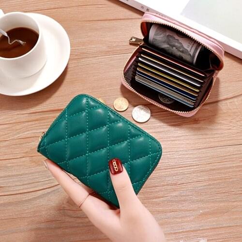 Wholesale Women Business Card Holder Cow Leather Card Wallet Prevent Female Credit Card Holder 200PCS/lot