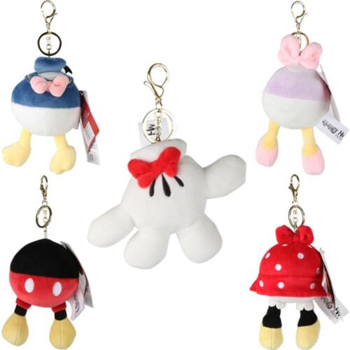Original Disney Donald Duck Daisy Mickey Minnie Mouse plush Keychain Schoolbag Pendant Animal Stuffed Plush doll Gift for Girl