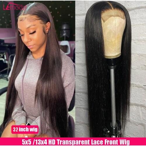 Lemoda 13x6 Lace Frontal Wig 30 Inch Straight Human Hair Closure Wig Brazilian Remy Preplucked Transparent Lace Front Wig