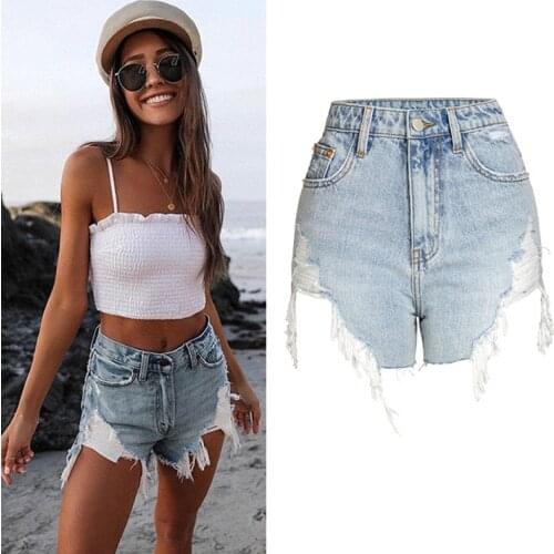 Sexy Denim Shorts Women Booty Ripped Jeans Asymmetrical Female Bottoms Short Pants Oversize Plus Size 4XL Summer Fashion Outfits