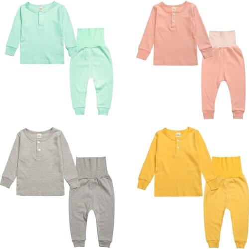 Boys Sleepwear Set Autumn Winter Baby Girl Cotton Pajamas Sets Kids Long Sleeve Top + Pants 2-Pce Suit Loungewear Child Clothes