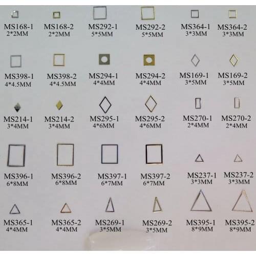 Approx. 1000pcs/bag Silver/Gold Geometric Design Square Diamond Rectangle Triangle non-adhesive Soft Metal Slices Nail Art Deco