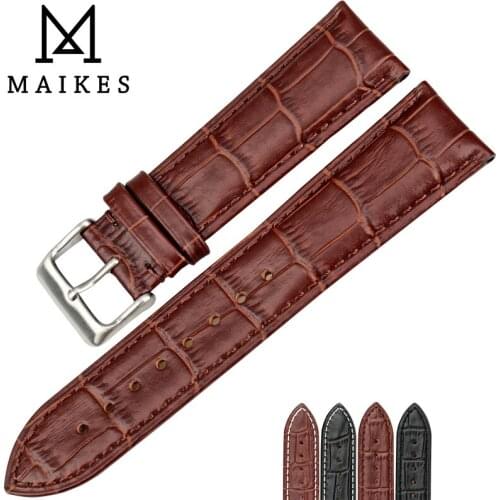 MAIKES Watch Accessories High Quality Genuine Leather Watch Strap Watch Band 18 19 20 21 22mm Watch Bracelet Brown Watchbands